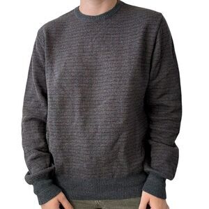 Tricots St. Raphael Grey Mens 100% Wool Orange Checkered Sweater Made in Uruguay